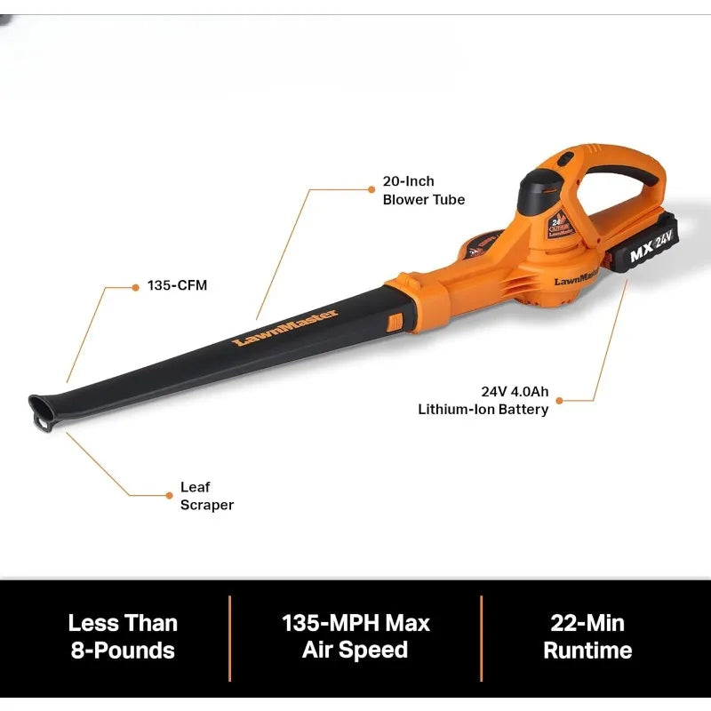 24VMWBL 24V Max 13-inch Cordless Lawn Mower And Cordless Leaf Blower Combo With 2x4.0Ah Batteries And Charger