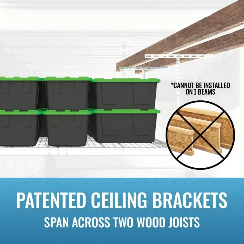 2-Pack 4 x 8 MonsterRax Overhead Garage Storage Rack, Ceiling Racks for Garage, Organization Shelving